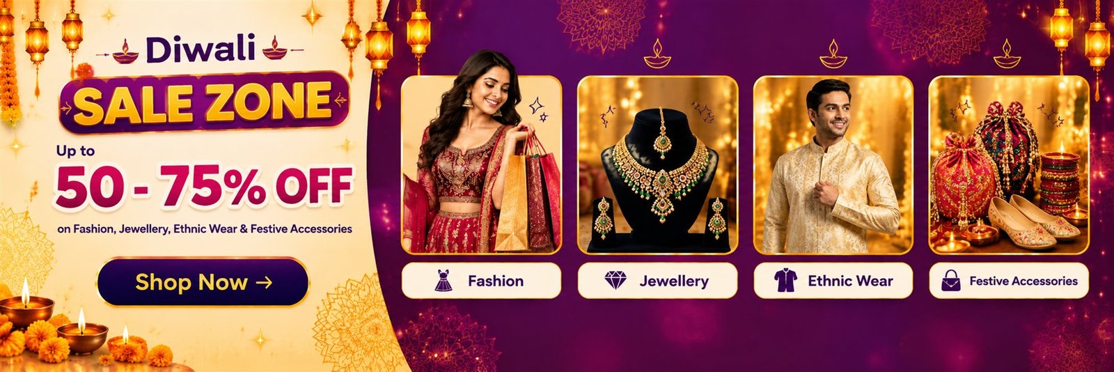 Diwali Sale Zone — offers on fashion, jewellery, ethnic wear and festive accessories
